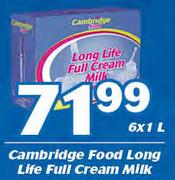 Cambridge Food Long Life Full Cream Milk-6x1Ltr