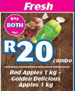 Red Apples 1kg + Golden Delicious Apple 1Kg Combo-For Both