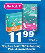 Stayfree Maxi Thick Sanitary Pads Assorted-8/10's Each