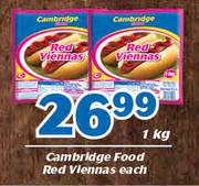 Cambridge Food Red Viennas-1kg Each