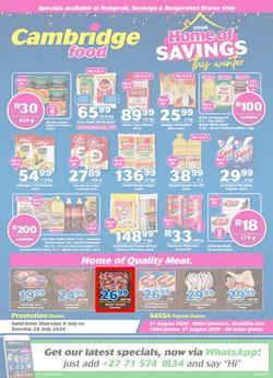 Cambridge Food Nelspruit & Seshego : Home Of Savings (9 July - 28 July 2020), page 1