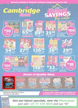 Cambridge Food Nelspruit & Seshego : Home Of Savings (9 July - 28 July 2020), page 1
