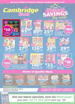 Cambridge Food Nelspruit & Seshego : Home Of Savings (9 July - 28 July 2020), page 1