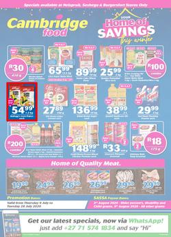 Cambridge Food Nelspruit & Seshego : Home Of Savings (9 July - 28 July 2020), page 1