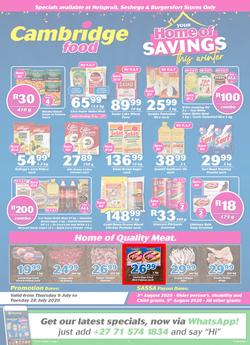 Cambridge Food Nelspruit & Seshego : Home Of Savings (9 July - 28 July 2020), page 1