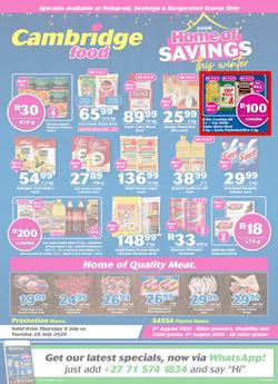 Cambridge Food Nelspruit & Seshego : Home Of Savings (9 July - 28 July 2020), page 1