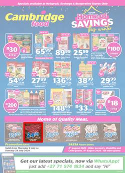 Cambridge Food Nelspruit & Seshego : Home Of Savings (9 July - 28 July 2020), page 1