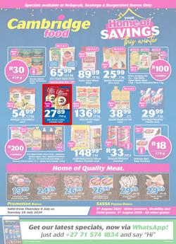 Cambridge Food Nelspruit & Seshego : Home Of Savings (9 July - 28 July 2020), page 1