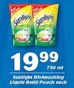 Sunlight Dishwashing Liquid Refill Pouch-750ml Each