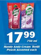 Handy Andy Cream Refill Pouch Assorted-750ml Each
