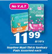 Stayfree Maxi Thick Sanitary Pads Assorted-8/10's Each