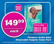 Pampers Active Baby Disposable Nappies Value Pack-Each
