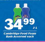 Cambridge Food Foam Bath Assorted-2Ltr Each