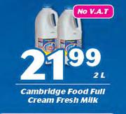 Cambridge Food Full Cream Fresh Milk-2Ltr Each