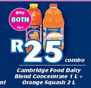 Cambridge Food Dairy Blend Concentrate 1Ltr + Orange Squash 2Ltr-For Both