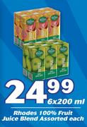 Rhodes 100% Fruit Juice Blend Assorted-6 x 200ml 