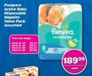 Pampers Active Baby Disposable Nappies Value Pack Assorted-Each
