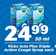 Vicks Acta Plus Triple Action Cough Syrup-50ml Each