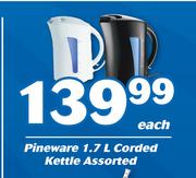 Pineware 1.7Ltr Corded Kettle Assorted-Each