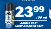 Adidas Body Spray Assorted-150ml Each
