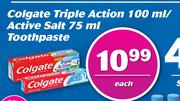 Colgate Triple Action-100ml/Active Salt Toothpaste 75ml Each