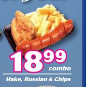 Hake, Russian & Chips Combo
