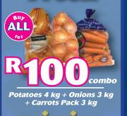 Potatoes 4Kg + Onions 3Kg + Carrots Pack 3Kg Combo