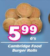 Cambridge Food Burger Rolls-6's Pack