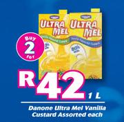 Danone Ultra Mel Vanilla Custard Assorted-For 2 x 1Ltr