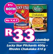 Lucky Star Pilchards 400g + Rhodes Chakalaka 410g-Combo