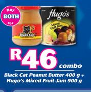 Black Cat Peanut Butter 400g + Hugo's Mixed Fruit Jam 900g-Combo