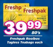 Freshpak Rooibos Tagless Teabags-80's Pack Each