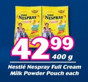 Nestle Nespray Full Cream Milk Powder Pouch-400g Each