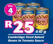 Cambridge Food Baked Beans In Tomato Sauce-For 4 x 410g