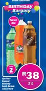 Sprite/Fanta/Stoney Soft Drink Assorted-For 2 x 2Ltr