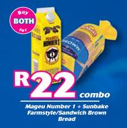 Mageu Number1 + Sunbake Farmstyle/Sandwich Brown Bread-Combo