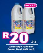 Cambridge Food Full Cream Fresh Milk-2L Each
