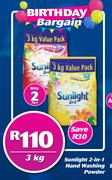 Sunlight 2 In 1 Hand Washing Powder-For 2 x 3Kg