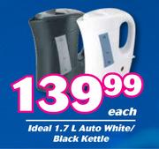 Ideal 1.7Ltr Auto White/Black Kettle-Each