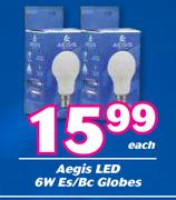 Aegis LED 6W ES/BC Globes-Each