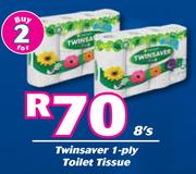 Twinsaver 1 Ply Toilet Tissue-For 2 x 8's Pack