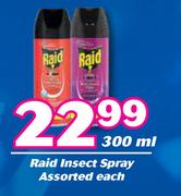 Raid Insect Spray Assorted-300ml Each