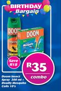 Doom Insect Spray 300ml + Deadly Mosquito Coils 10's-Combo