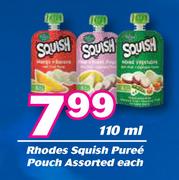 Rhodes Squish Puree Pouch Asssorted-110ml Each