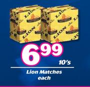 Lion Matches-10's Pack Each