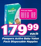 Pampers Active Baby Value Pack Disposable Nappies-Each