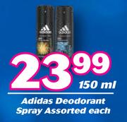 Adidas Deodorant Spray Assorted-150ml Each
