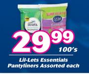 Lil-Lets Essentials Pantyliners Assorted-100's Each