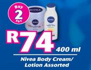 Nivea Body Cream/Lotion Assorted-For 2 x 400ml