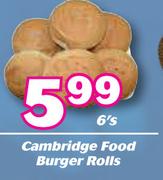 Cambridge Food Burger Rolls-6's  Pack